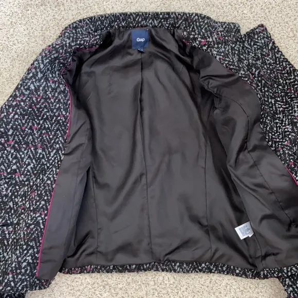 GAP Cropped Violet &amp; Black Tweed Coat, XS