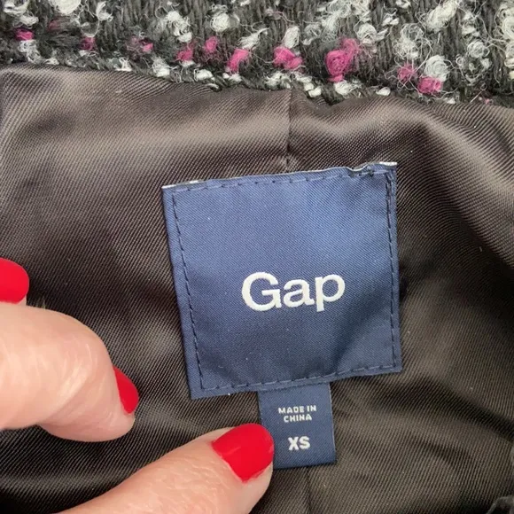 GAP Cropped Violet &amp; Black Tweed Coat, XS