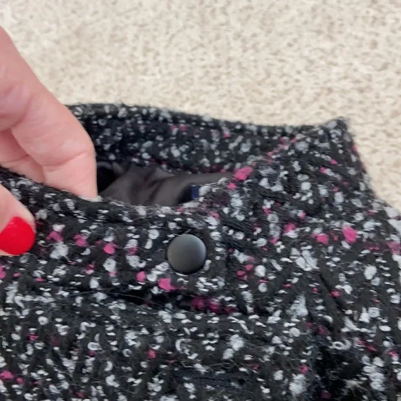 GAP Cropped Violet &amp; Black Tweed Coat, XS