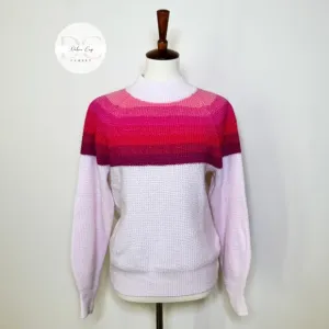 GAP Pink Combo Cable Knit Mock Neck Pullover Sweater Women Size XS Long Sleeve