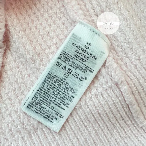 GAP Pink Combo Cable Knit Mock Neck Pullover Sweater Women Size XS Long Sleeve