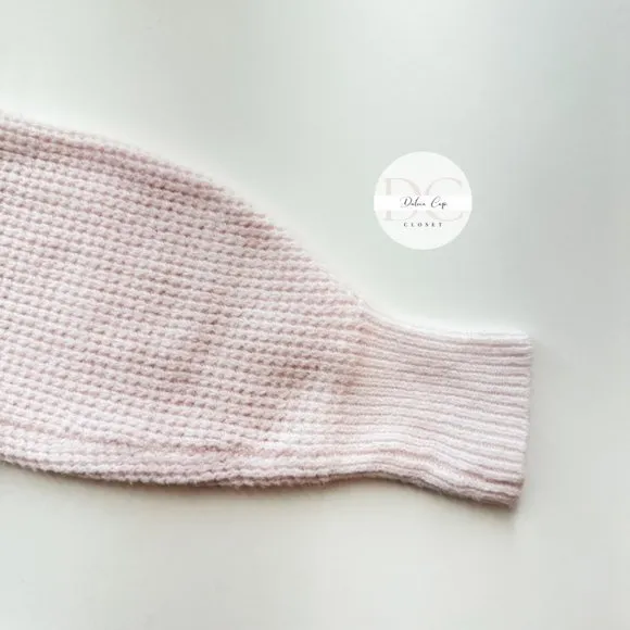 GAP Pink Combo Cable Knit Mock Neck Pullover Sweater Women Size XS Long Sleeve