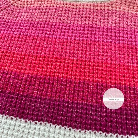 GAP Pink Combo Cable Knit Mock Neck Pullover Sweater Women Size XS Long Sleeve