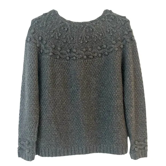 Garnet Hill Shimmering Cabled Cashmere Sweater in Grey Size Women’s XS