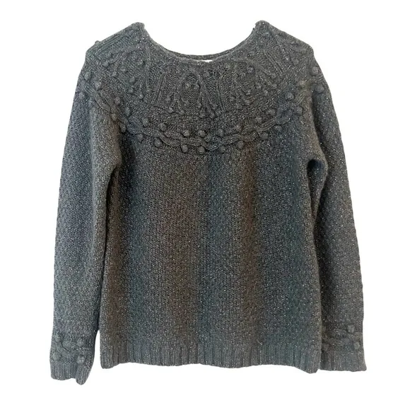 Garnet Hill Shimmering Cabled Cashmere Sweater in Grey Size Women’s XS