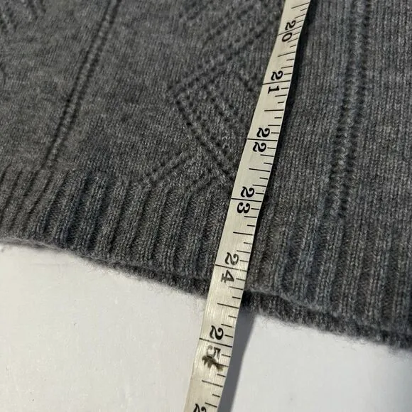 Garnet Hill Sz M Cashmere Pointelle Detail Pullover Sweater Gray
