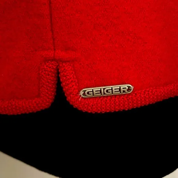 Geiger Boiled New Pure Laine Wool Jacket Blazer Red Austria Dead Stock EU34/US4