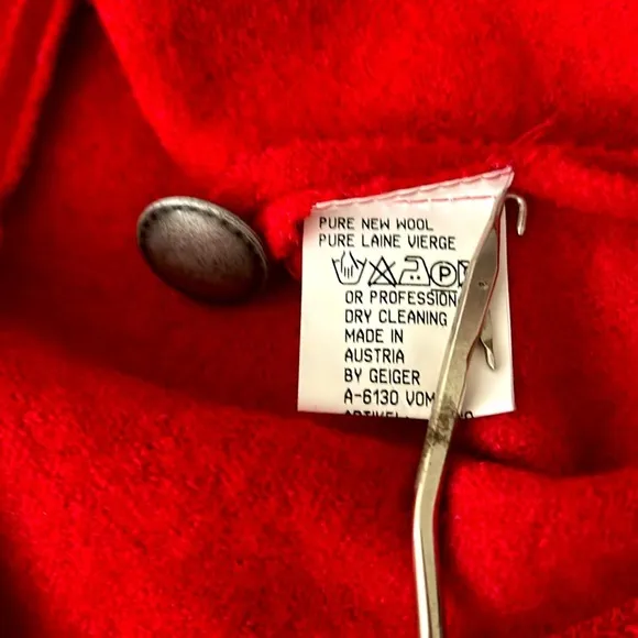 Geiger Boiled New Pure Laine Wool Jacket Blazer Red Austria Dead Stock EU34/US4
