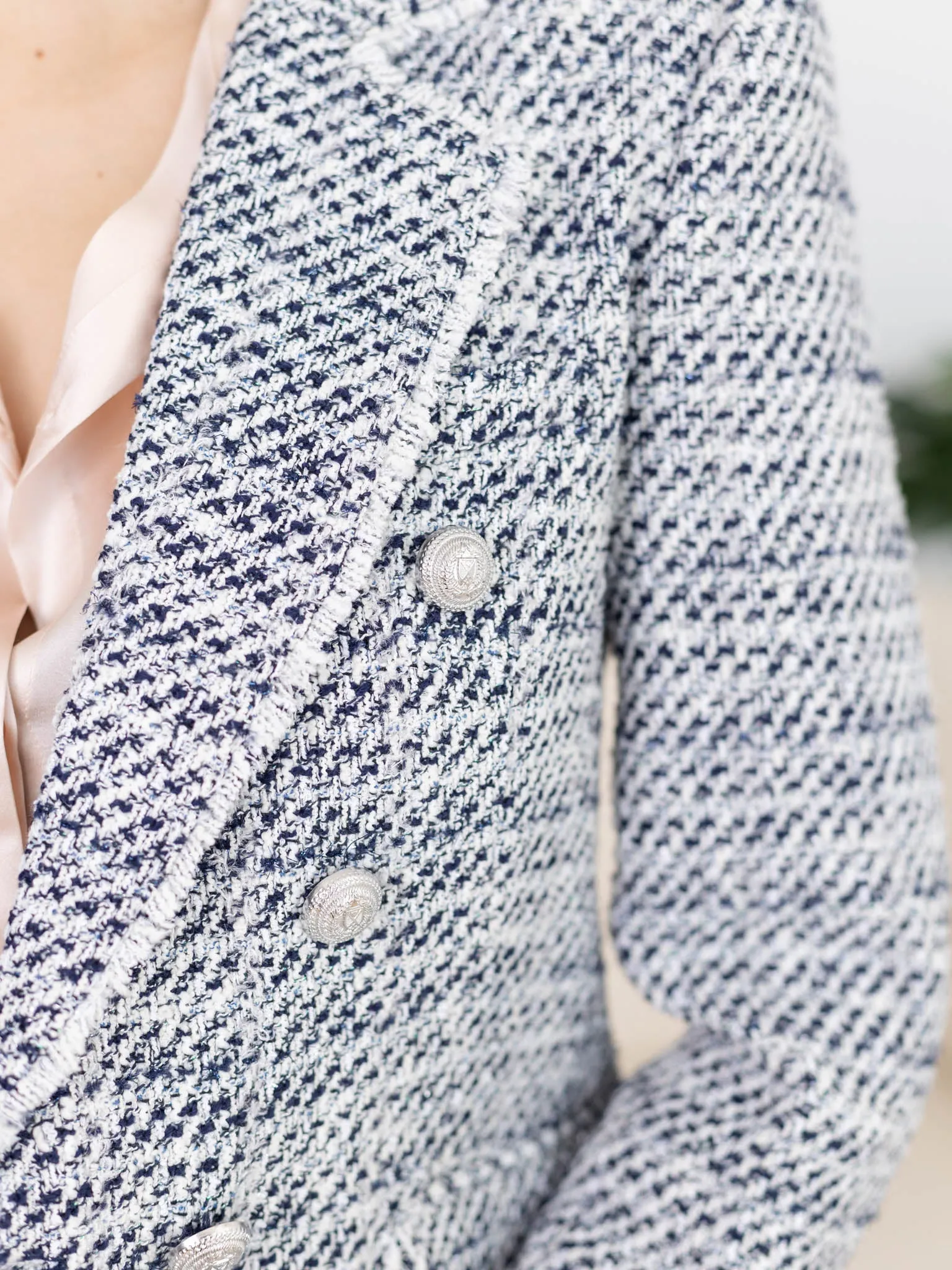 Generation Love White/Indigo Eliza Tweed Blazer