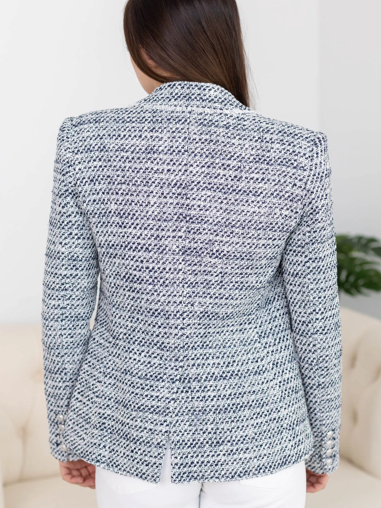 Generation Love White/Indigo Eliza Tweed Blazer