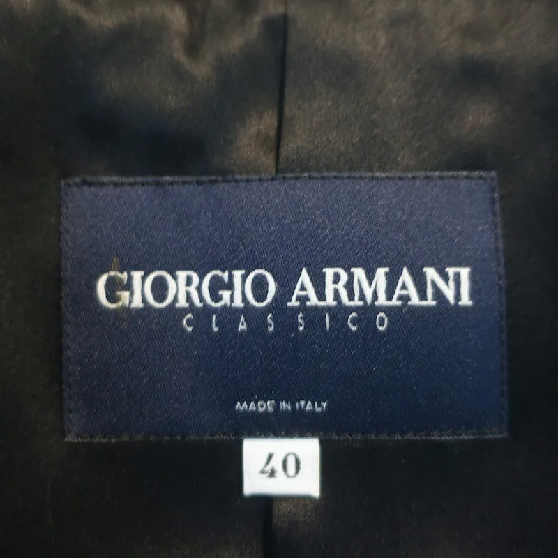 Giorgio Armani Classico Velvet-Collar Blazer Black Wool Crepe Size 40
