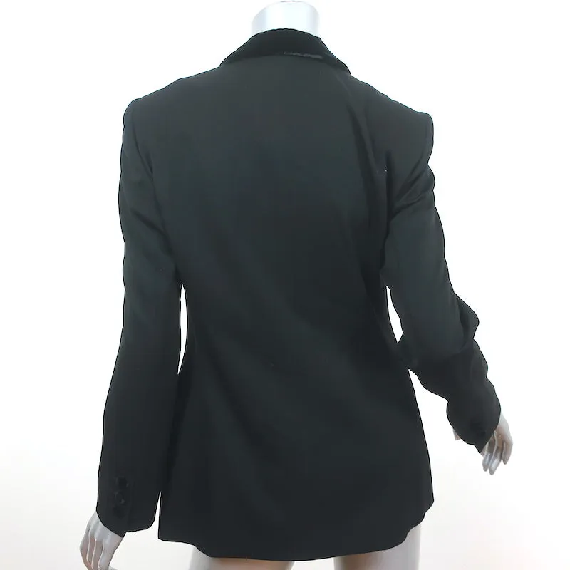 Giorgio Armani Classico Velvet-Collar Blazer Black Wool Crepe Size 40