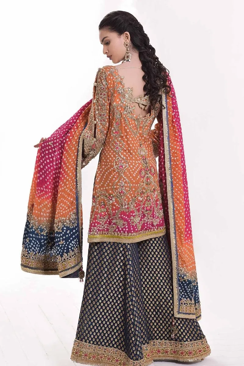 Girls Wedding Party Gharara in Pink Color #Y2015