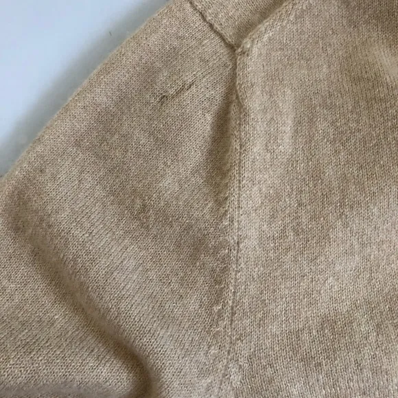 Gobi Organic Mongolian Cashmere V-Neck Sweater Pullover Tan Size Small
