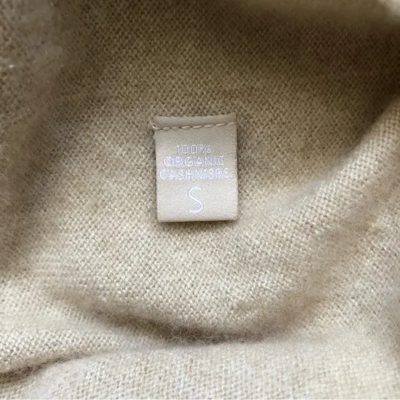 Gobi Organic Mongolian Cashmere V-Neck Sweater Pullover Tan Size Small