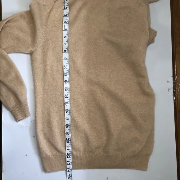 Gobi Organic Mongolian Cashmere V-Neck Sweater Pullover Tan Size Small