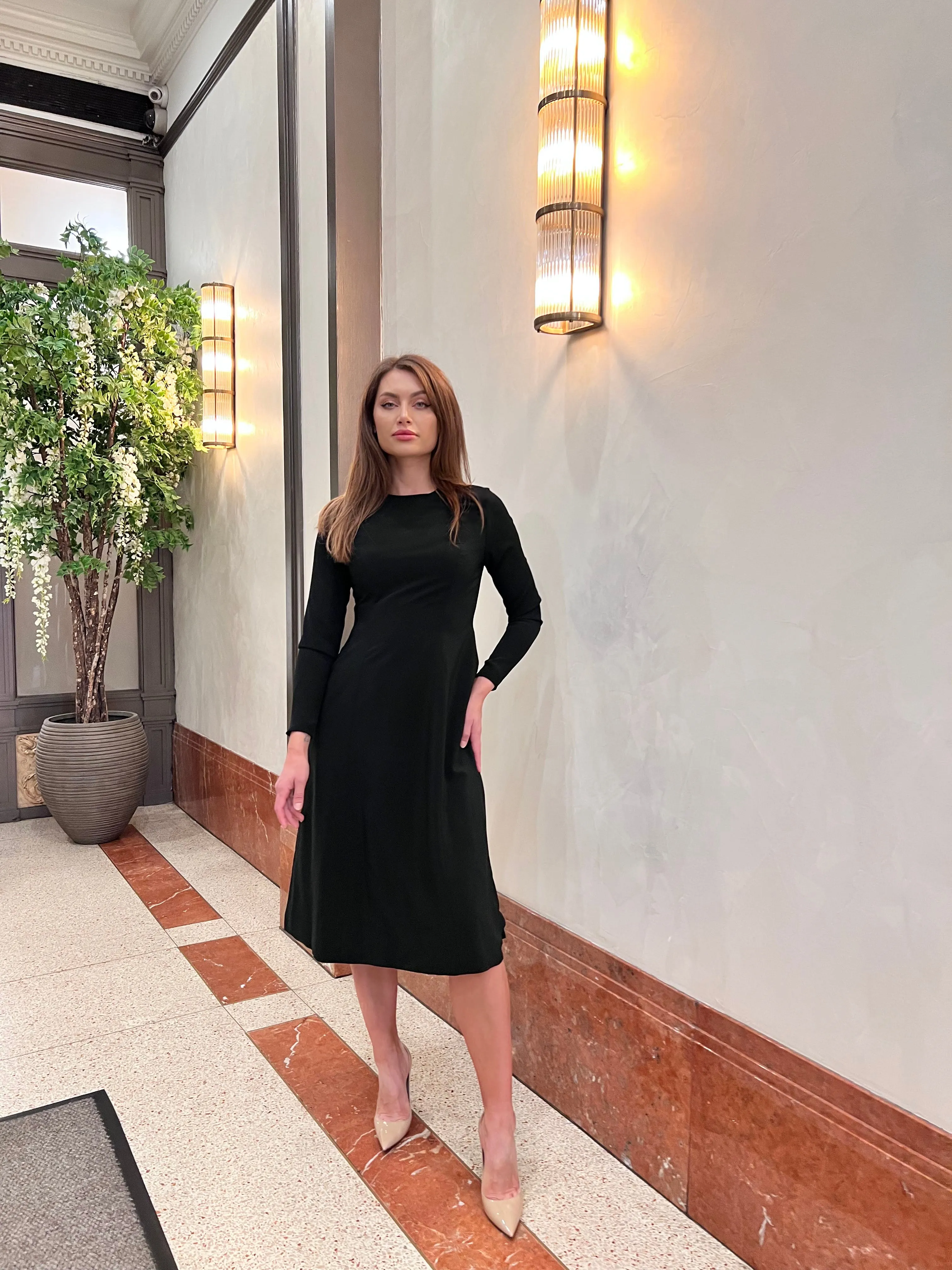 Grace Marigold A-Line Dress with Long Sleeves