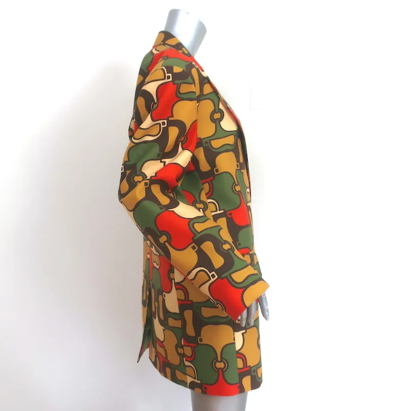 Gucci Garden Horsebit Print Jacket Multicolor Mohair Size 38 Oversize Blazer NEW