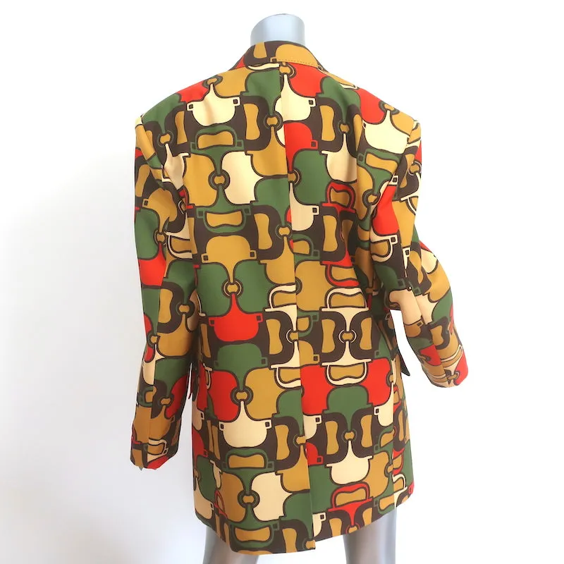 Gucci Garden Horsebit Print Jacket Multicolor Mohair Size 38 Oversize Blazer NEW