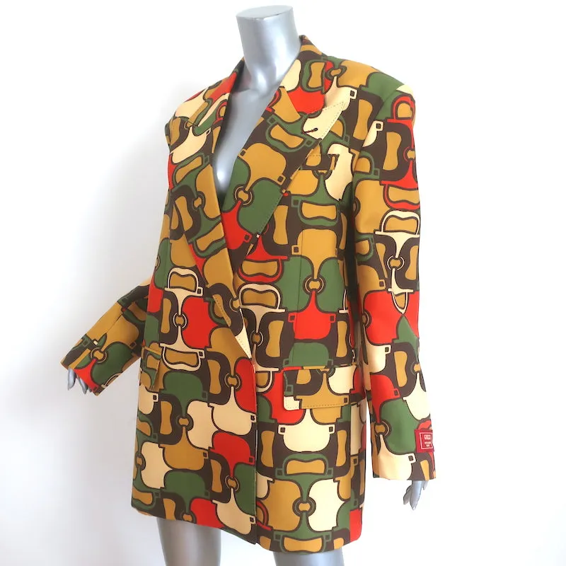 Gucci Garden Horsebit Print Jacket Multicolor Mohair Size 38 Oversize Blazer NEW
