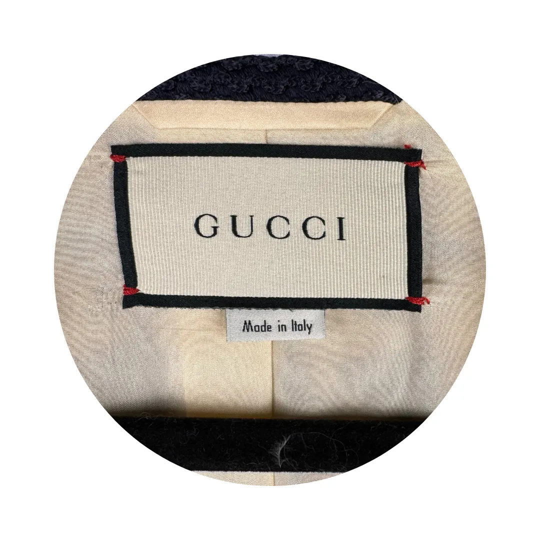 Gucci Houndstooth Tweed Navy and White Blazer - Size 36