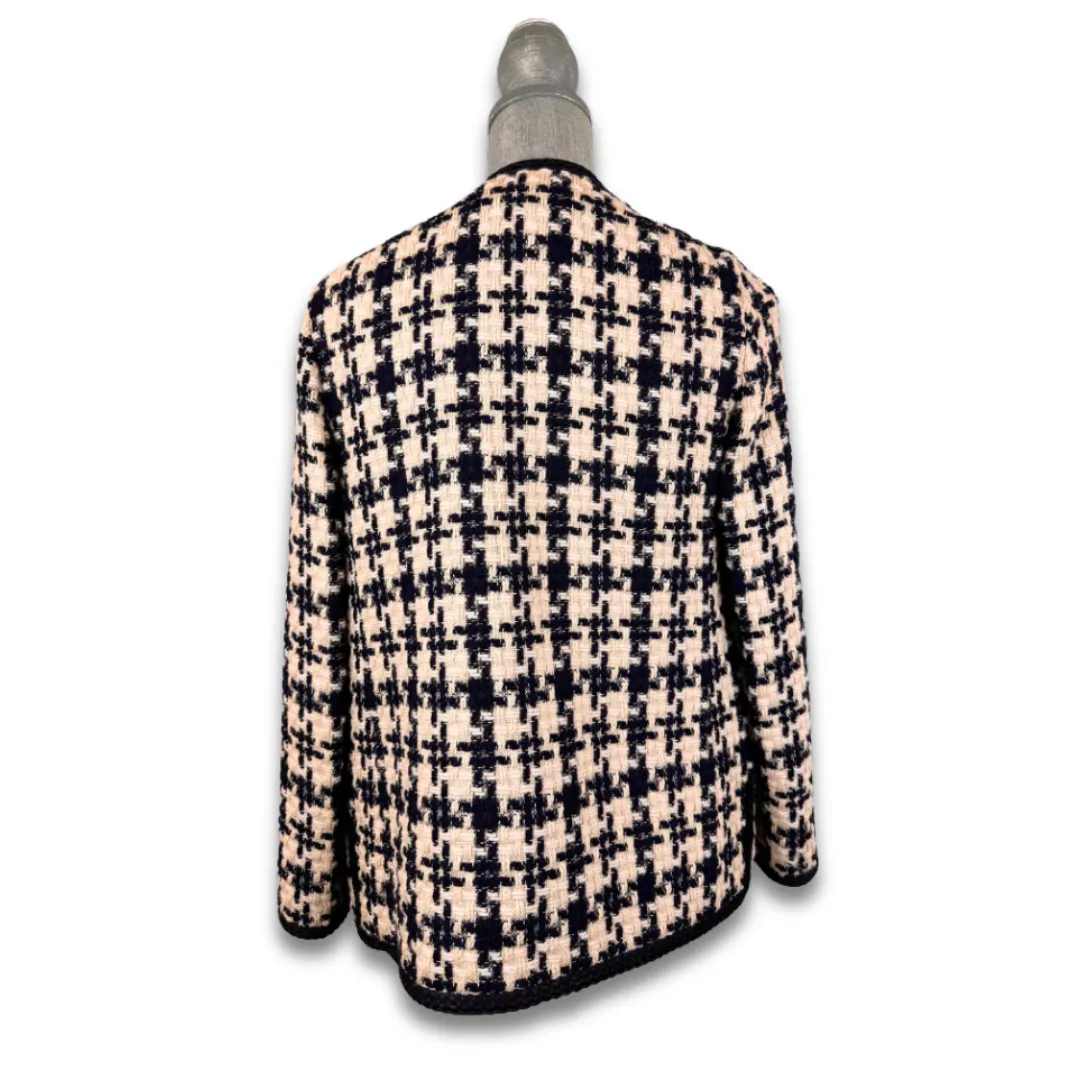 Gucci Houndstooth Tweed Navy and White Blazer - Size 36