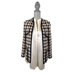 Gucci Houndstooth Tweed Navy and White Blazer - Size 36