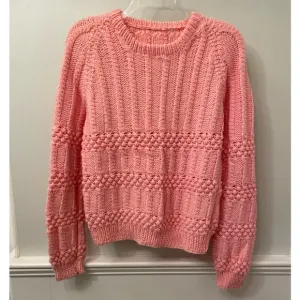 Hand Knit Vintage Pink Popcorn Sweater Size Small