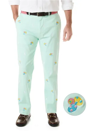 Harbor Pant Stretch Twill Mint with Easter Eggs and Bunny