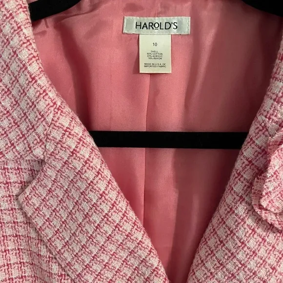 HAROLDS TWEED PINK BLAZER/JACKET WITH REMOVABLE BROCHE PIN