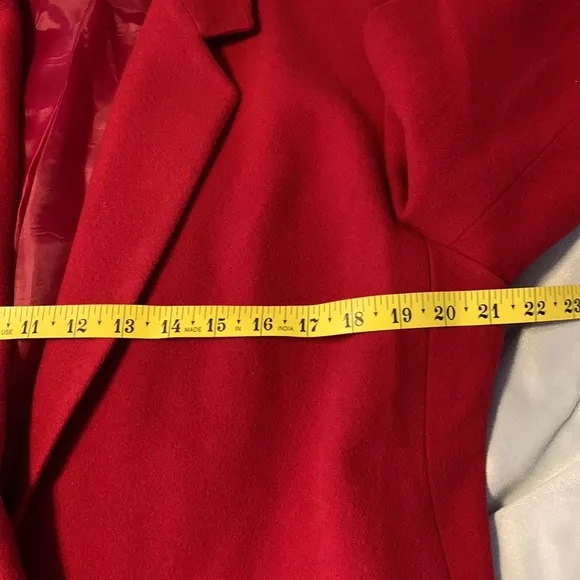 Harvé Bernard wool cashmere holiday red one button classic blazer jacket size 16