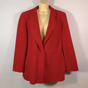 Harvé Bernard wool cashmere holiday red one button classic blazer jacket size 16