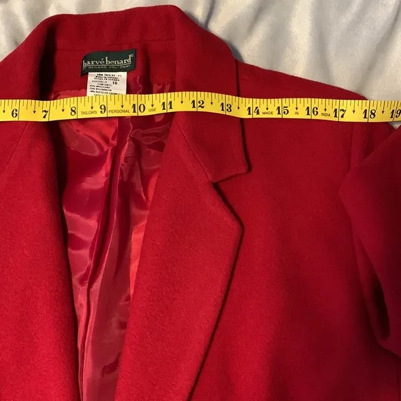 Harvé Bernard wool cashmere holiday red one button classic blazer jacket size 16