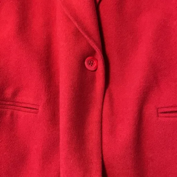 Harvé Bernard wool cashmere holiday red one button classic blazer jacket size 16