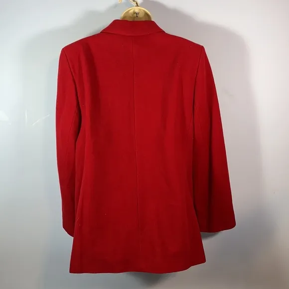 Harvé Bernard wool cashmere holiday red one button classic blazer jacket size 16