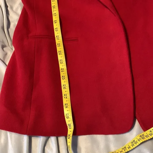 Harvé Bernard wool cashmere holiday red one button classic blazer jacket size 16