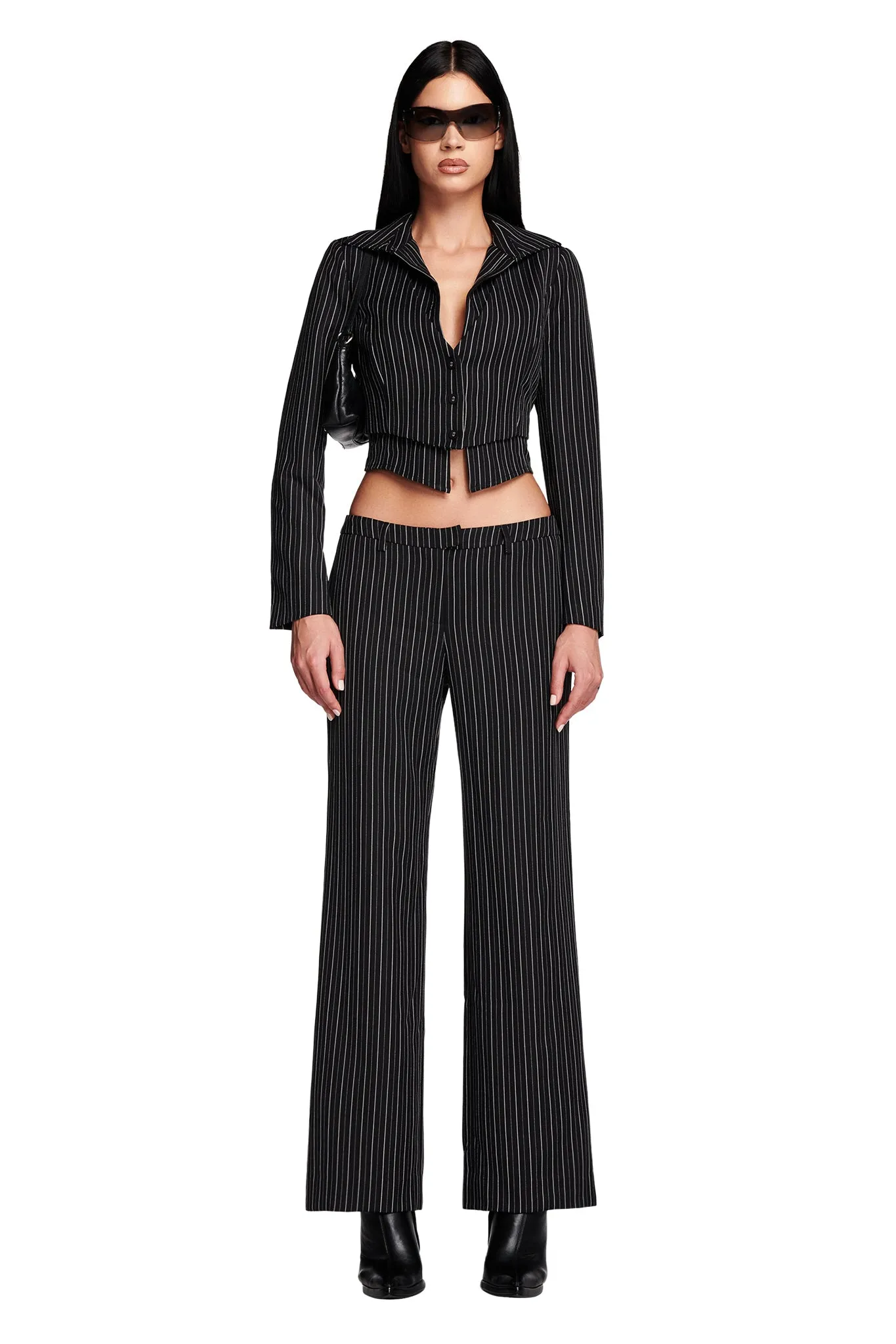 HAVENA PANT - BLACK : PINSTRIPE