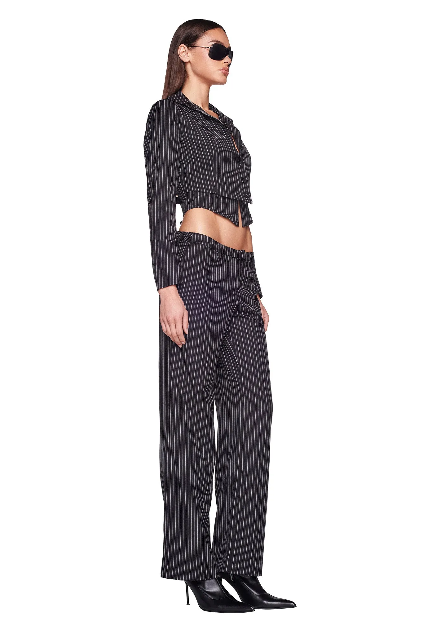 HAVENA PANT - BLACK : PINSTRIPE
