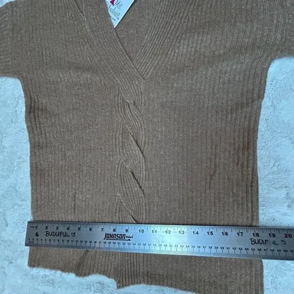 Hem &amp; Thread Womens More Than Ever Cable Knit Sweater Pullover Brown Small New