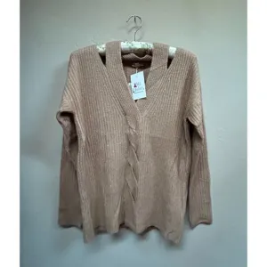 Hem &amp; Thread Womens More Than Ever Cable Knit Sweater Pullover Brown Small New