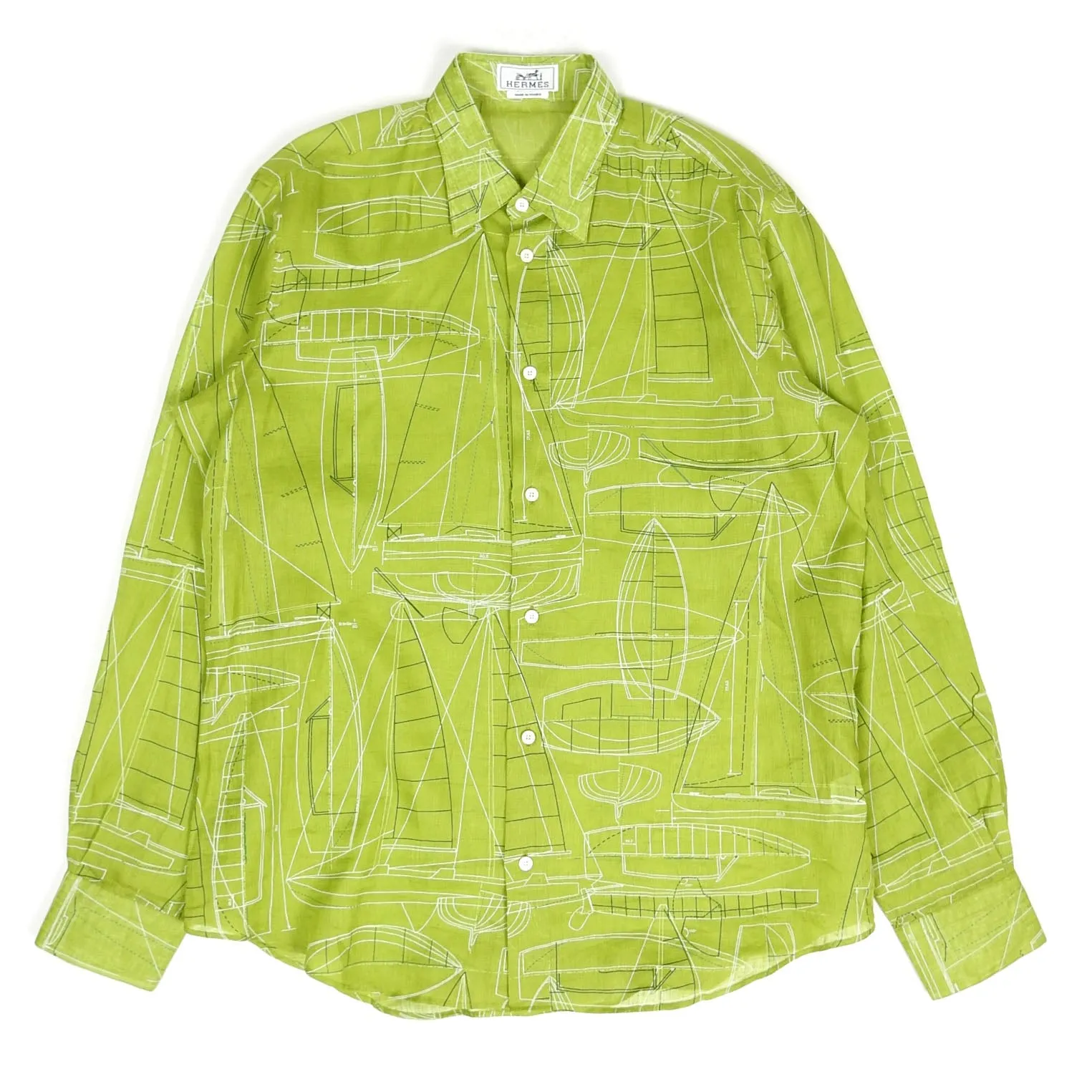 Hermes Graphic Linen Shirt Size 41 || 16