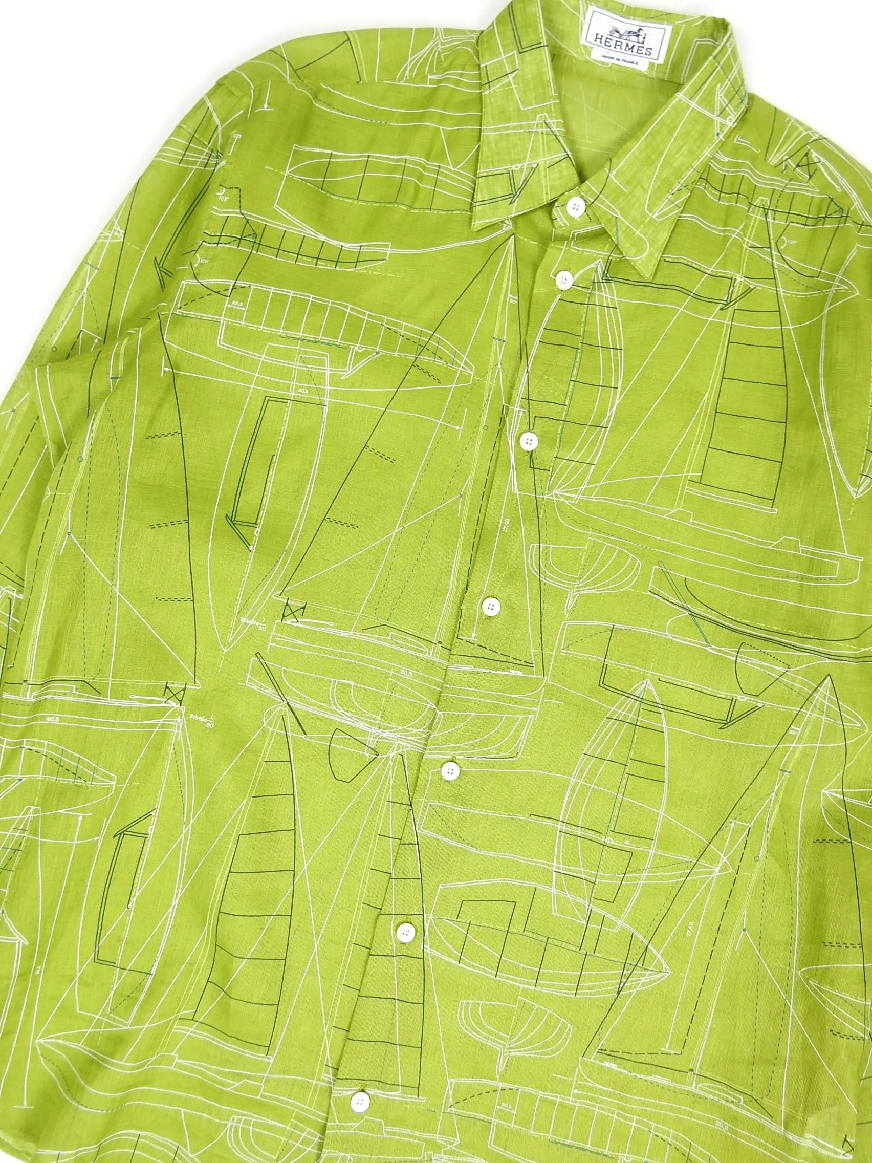 Hermes Graphic Linen Shirt Size 41 || 16