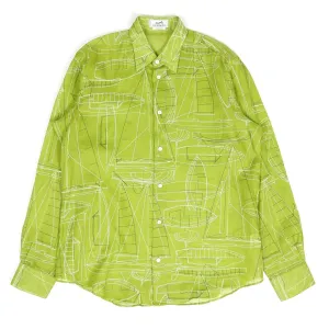 Hermes Graphic Linen Shirt Size 41 || 16