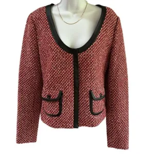 Hinge Tweed Blazer Wool Blend Zip Front Blazer