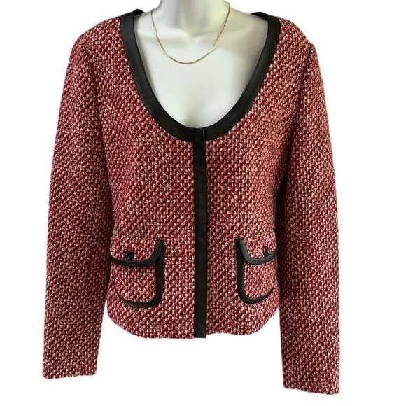 Hinge Tweed Blazer Wool Blend Zip Front Blazer
