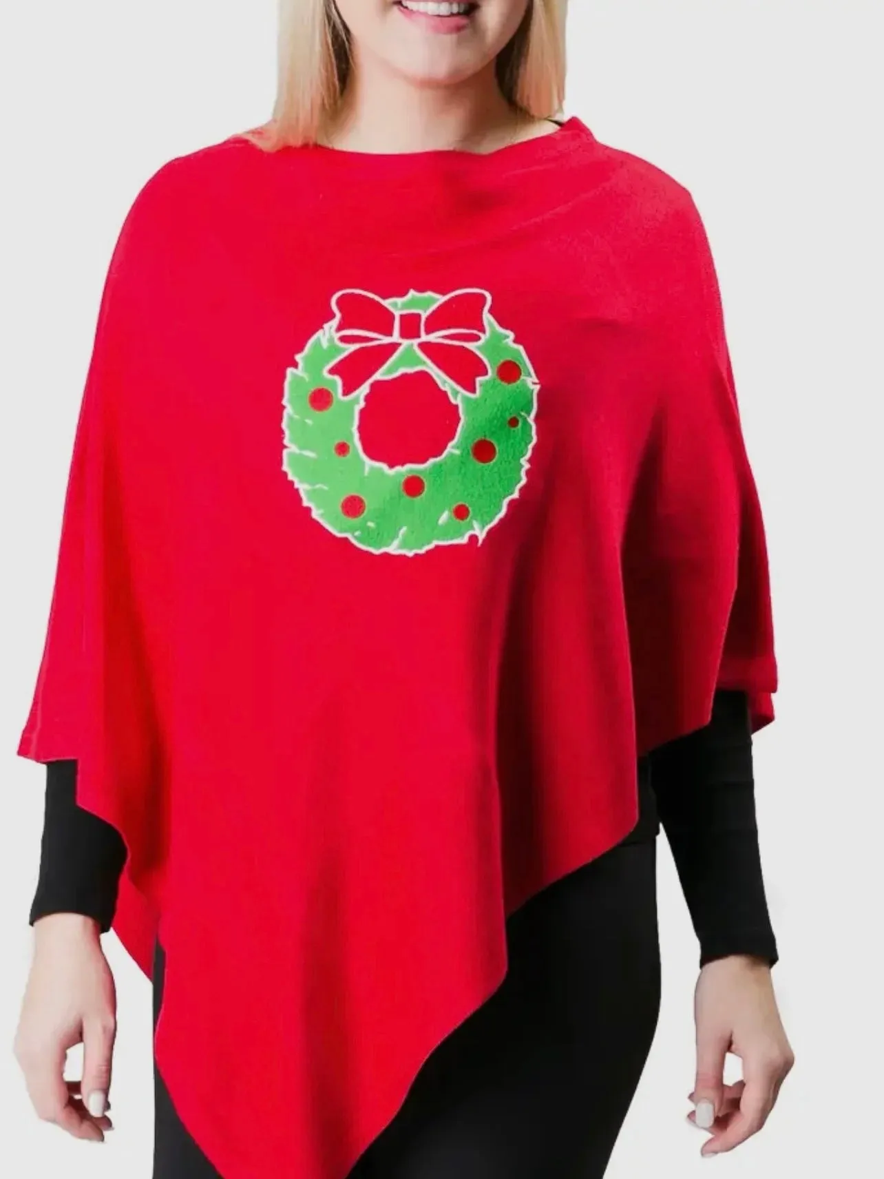 Holiday Poncho - Wreath