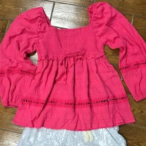 Hot Pink Boho w/Lace Cutouts