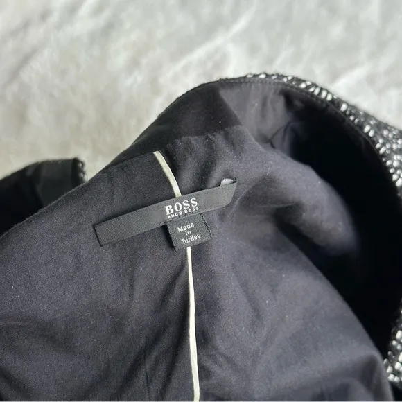 Hugo Boss Jimi1 Tweed Black White Crewneck 3/4 Sleeve Blazer L (12)