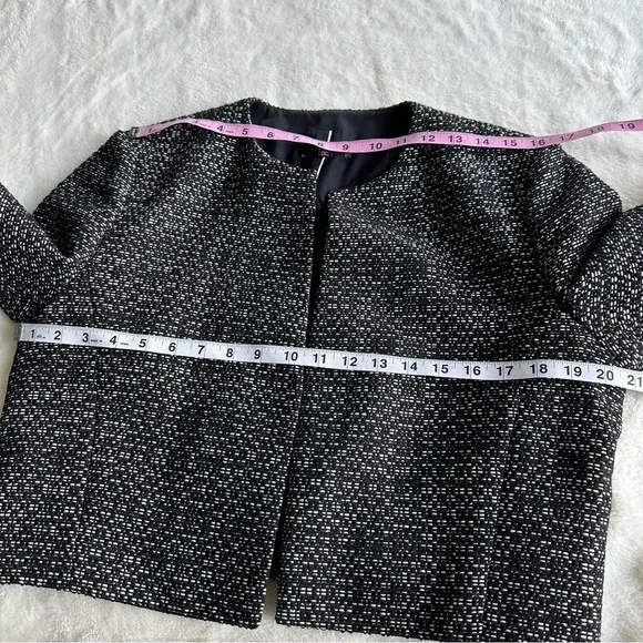 Hugo Boss Jimi1 Tweed Black White Crewneck 3/4 Sleeve Blazer L (12)