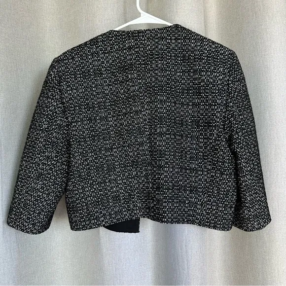 Hugo Boss Jimi1 Tweed Black White Crewneck 3/4 Sleeve Blazer L (12)